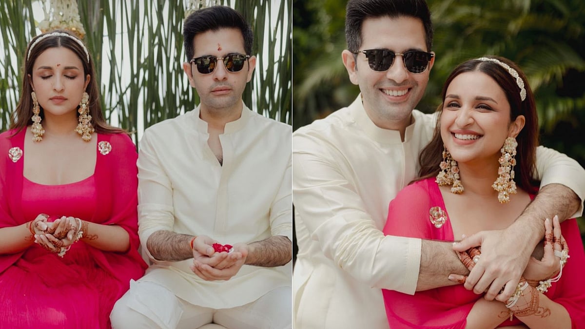 <div class="paragraphs"><p>Parineeti Chopra & Raghav Chadha Look Adorable During Haldi Ceremony</p></div>