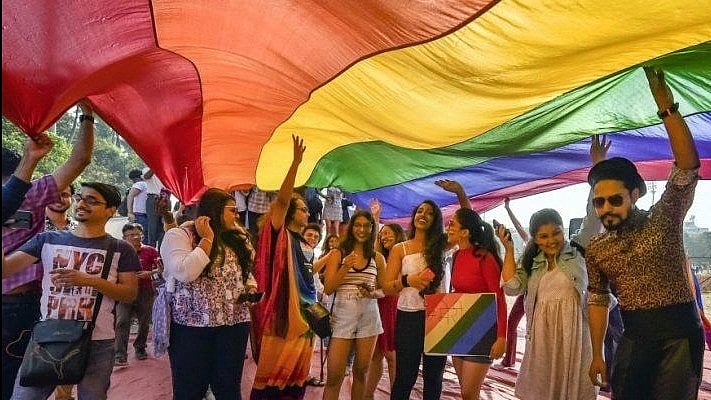 <div class="paragraphs"><p>Supporters and members of the LGBTQI community hold the rainbow flag as they participate in a Queer Azadi March 2020 at Azad Maidan in Mumbai, February 1, 2020.</p></div>