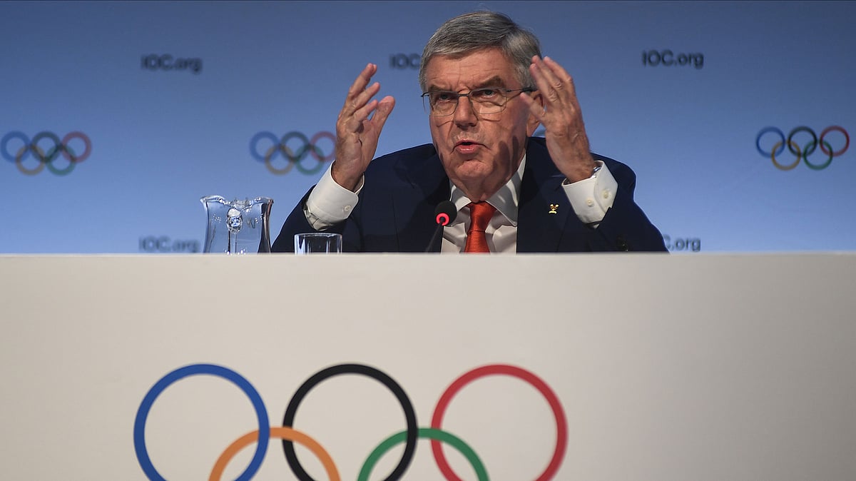 <div class="paragraphs"><p>Mumbai: International Olympic Committee (IOC) president Thomas Bach speaks on the first day of the executive board meeting of the IOC, in Mumbai, Thursday, Oct. 12, 2023. </p></div>