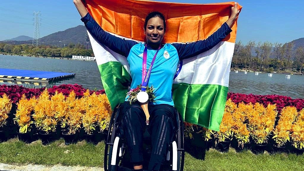 <div class="paragraphs"><p>India's won a total of 34 medals in the first two days of the 2023 Asian Para Games. Seen here - Prachi Yadav celebrates a medal in Hangzhou.</p></div>