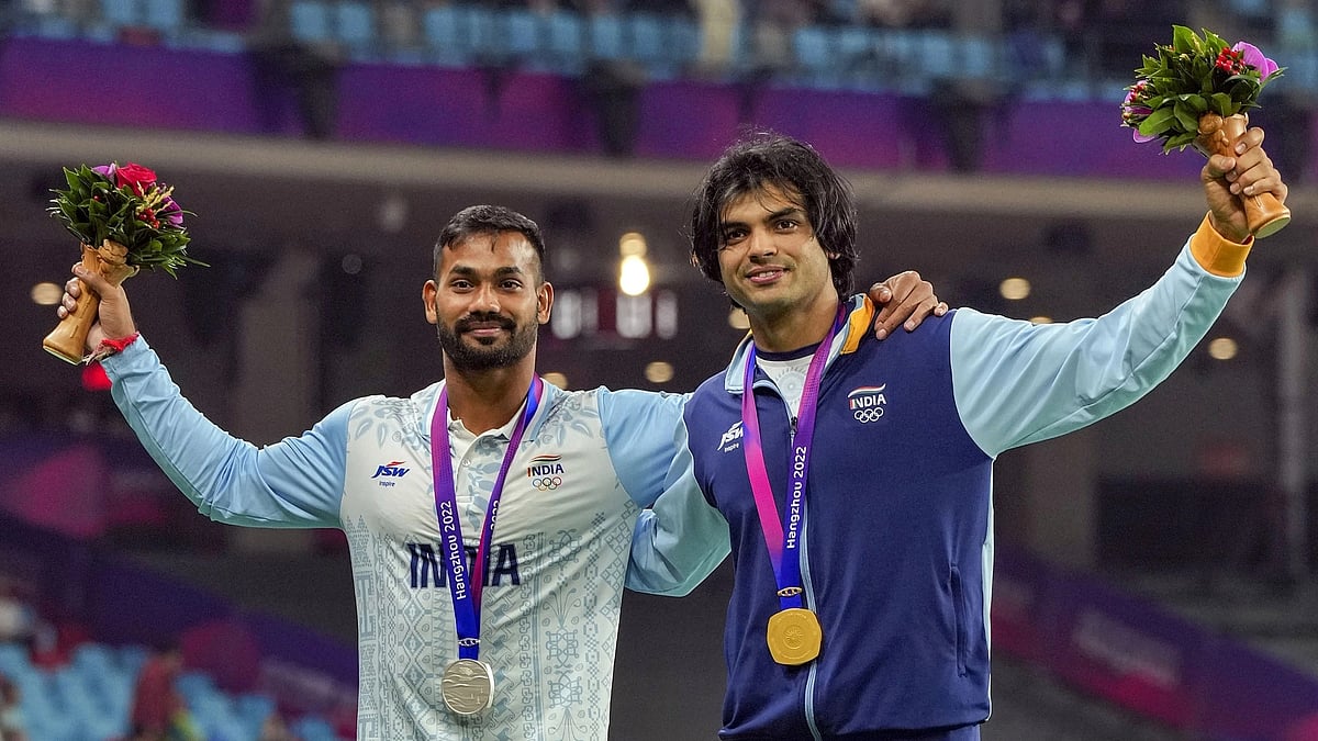 <div class="paragraphs"><p>Neeraj Chopra and Kishore Jena won the gold and silver medals in javelin throw at the 2023 Asian Games.</p></div>