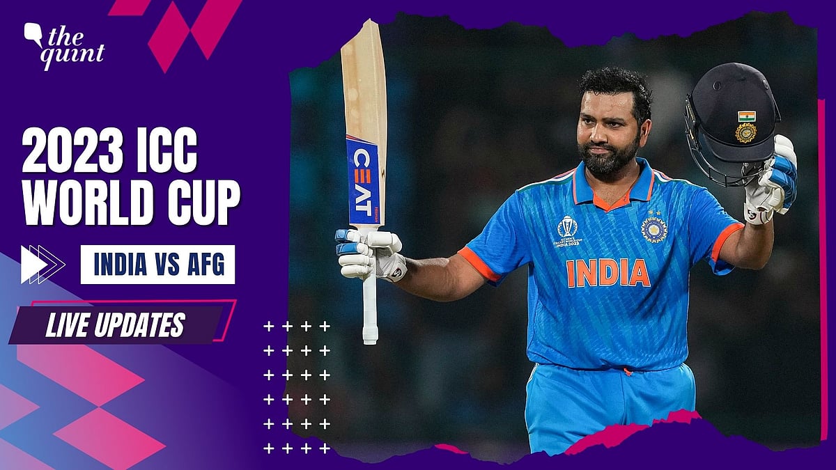 <div class="paragraphs"><p>India's captain Rohit Sharma celebrates his century during the ICC Mens Cricket World Cup 2023 match between India and Afghanistan, at Arun Jaitley Stadium, in New Delhi, Wednesday, Oct. 11, 2023.</p></div>