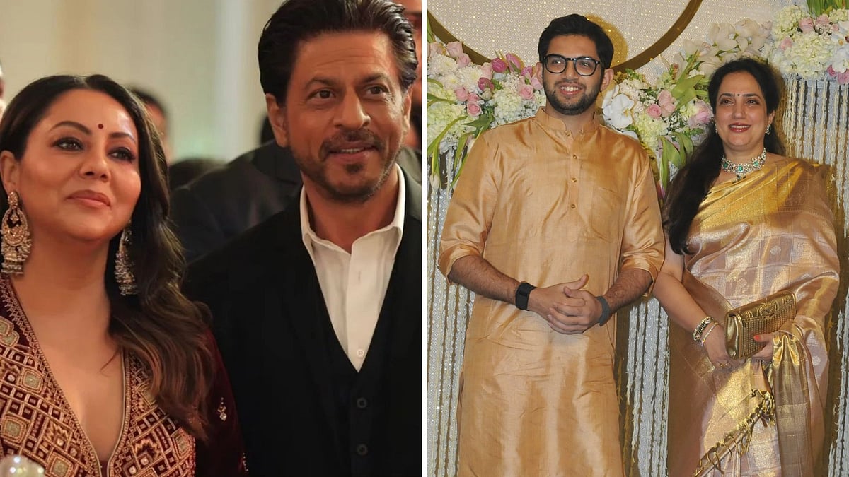 <div class="paragraphs"><p> Shah Rukh-Gauri, Aditya Thackeray Join Ira-Nupur's Wedding Reception</p></div>