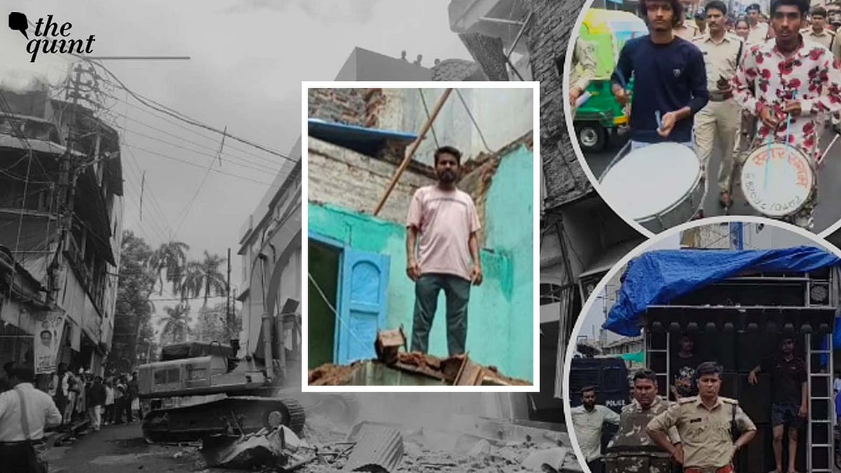 <div class="paragraphs"><p>Adnan Mansoori's father, Ashraf Mansoori, standing on the demolished house. The house was demolished amid drum beats and music.</p></div>
