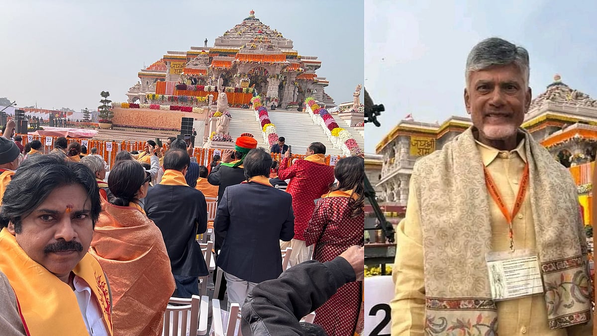 <div class="paragraphs"><p>Chandrababu Naidu and Pawan Kalyan at Ayodhya on Monday, 22 January.</p></div>