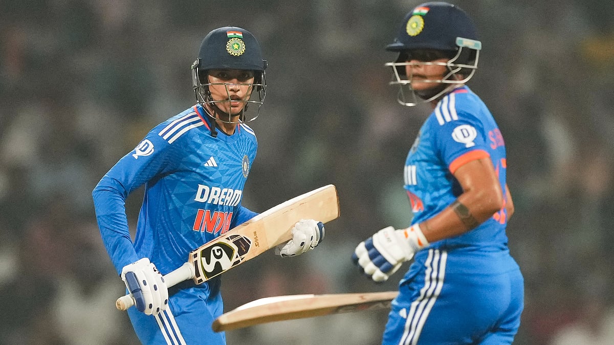 <div class="paragraphs"><p>Navi Mumbai: India's batters Smriti Mandhana and Shafali Verma run between the wickets during the T20I cricket match between India and Australia, at DY Patil stadium, in Navi Mumbai, Friday, Jan. 5, 2024.</p></div>