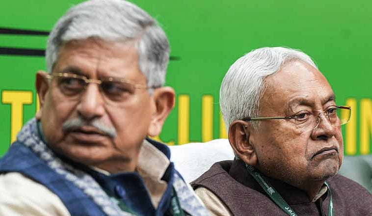 <div class="paragraphs"><p>Bihar Chief Minister Nitish Kumar and JD(U) National President Lalan Singh during the party's national executive meeting, in New Delhi.</p></div>