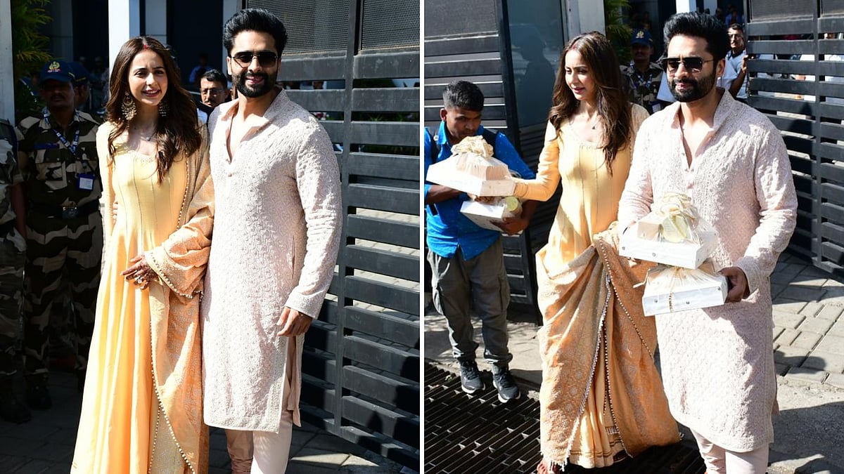 <div class="paragraphs"><p>Newlyweds <a href="https://www.thequint.com/neon/social-buzz/farhan-akhtar-bhumi-pednekar-parineeti-congratulate-newlyweds-rakul-jackky">Rakul Preet Singh</a> and Jackky Bhagnani returned to Mumbai on Friday.</p></div>