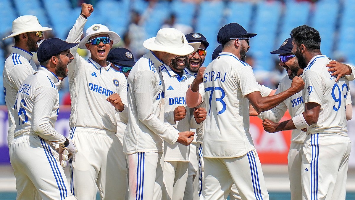 <div class="paragraphs"><p>Jasprit Bumrah of India celebrates the wicket of Zak Crawley of England during the fourth day of the 3rd Test match between India and England held at the Niranjan Shah Stadium Rajkot on the 18th February 2024</p></div>