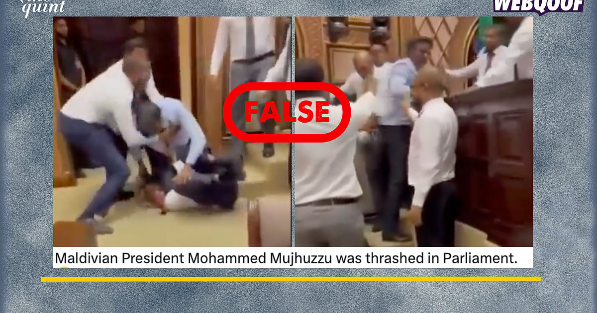 Image accompanying Maldivian President Mohamed Muizzu was attacked inside the parliament by the members.
