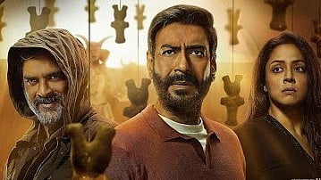 <div class="paragraphs"><p>R Madhavan, Ajay Devgn, and Jyothika in the poster for<em> Shaitaan.</em></p></div>