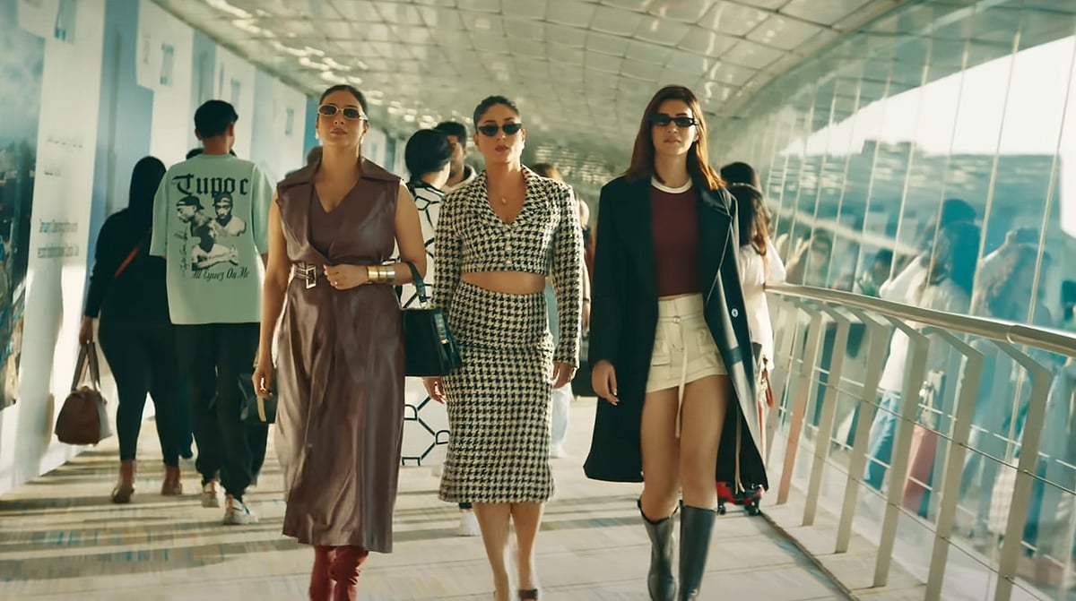 <div class="paragraphs"><p>Tabu, Kareena Kapoor, Kriti Sanon in a still from<em> Crew. </em></p></div>