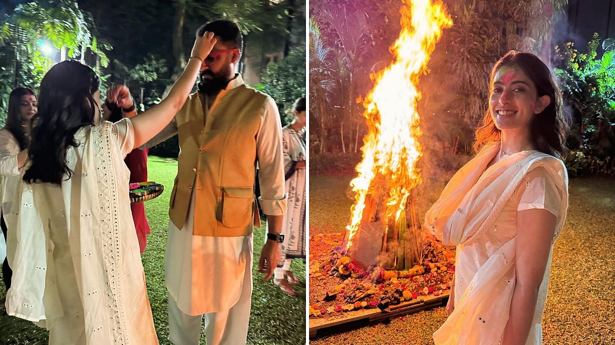 <div class="paragraphs"><p>Navya Nanda celebrates Holika Dahan with Abhishek Bachchan and Aishwarya Rai.</p></div>