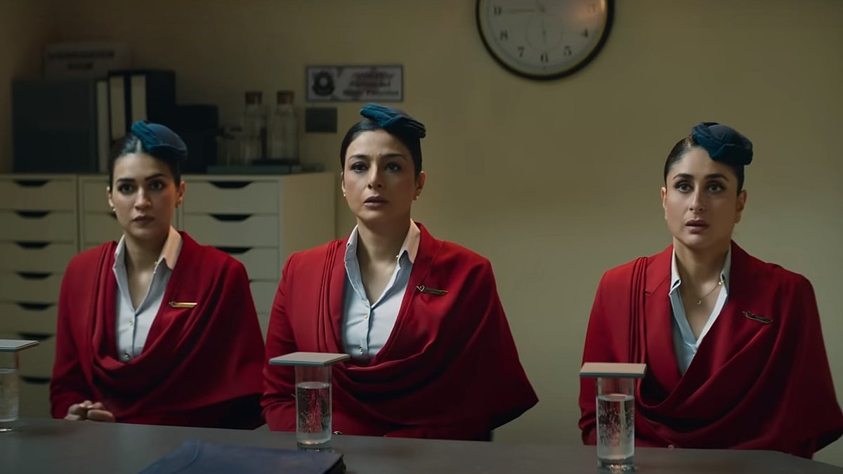 <div class="paragraphs"><p>Kriti Sanon, Tabu, and Kareena Kapoor in a still from<em> Crew. </em></p></div>