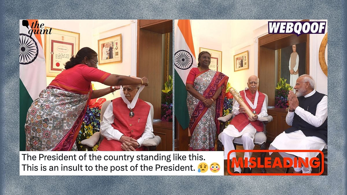 <div class="paragraphs"><p>The viral claim is misleading. President Murmu sat before and after conferring LK Advani with the Bharat Ratna.</p></div>