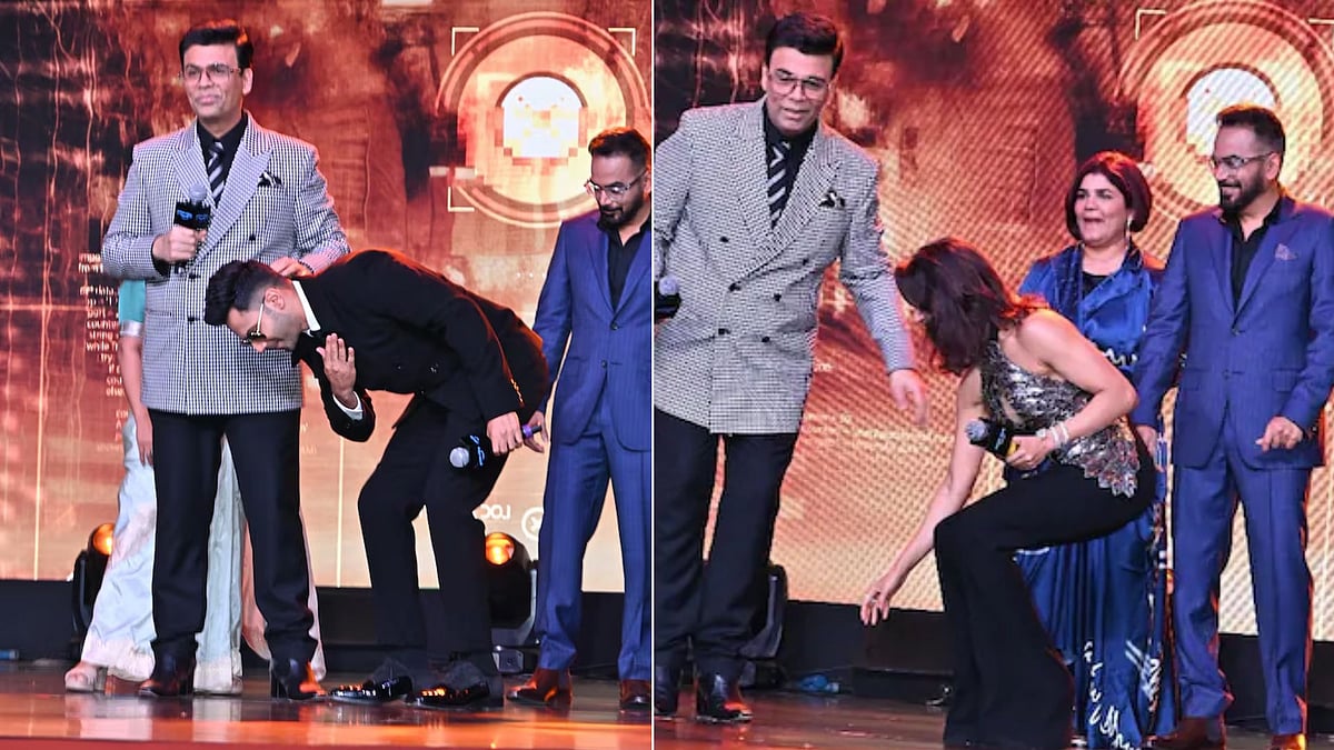 <div class="paragraphs"><p>During the Prime Video event in Mumbai on March 19, filmmaker Karan Johar hilariously refused as Samantha Ruth Prabhu attempted to touch his feet.</p></div>