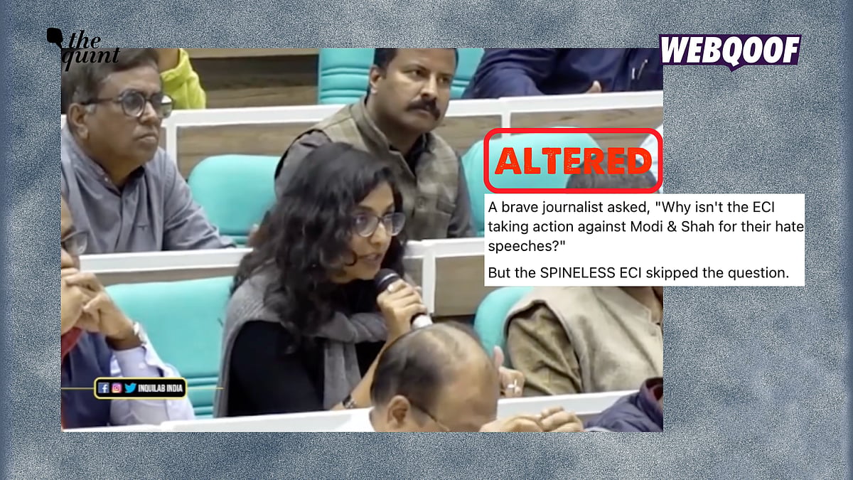 <div class="paragraphs"><p>The video has been clipped to make the false claim that the ECI skipped the journalist's question on Modi and Shah.</p></div>