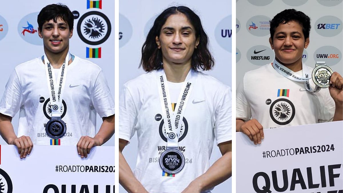 <div class="paragraphs"><p>2024 Asian Wrestling Olympic Qualification Tournament: Vinesh Phogat, Anshu Malik and Reetika Hooda earned quotas for Paris Olympics.</p></div>