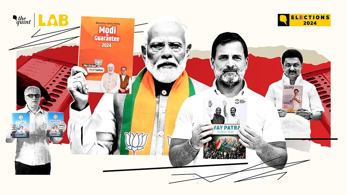 <div class="paragraphs"><p>'Modi Ki Guarantee' or Congress' 'Nyay', compare the manifestos of BJP, Congress, DMK, and TMC.</p></div>