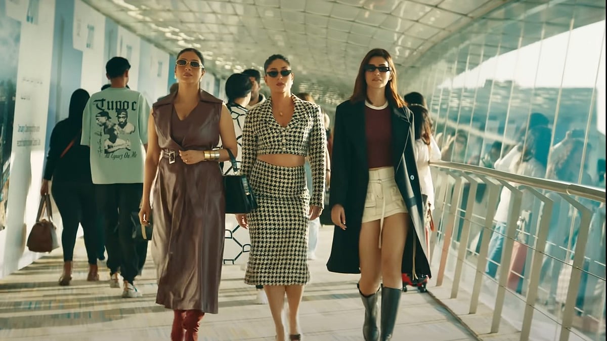 <div class="paragraphs"><p>Tabu, Kareena Kapoor, Kriti Sanon in a still from<em> Crew. </em></p></div>
