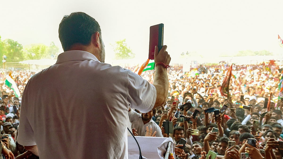 <div class="paragraphs"><p>Phulpur: Congress leader Rahul Gandhi during public rally for Lok Sabha polls, in Phulpur on 19 May, Sunday.</p></div>