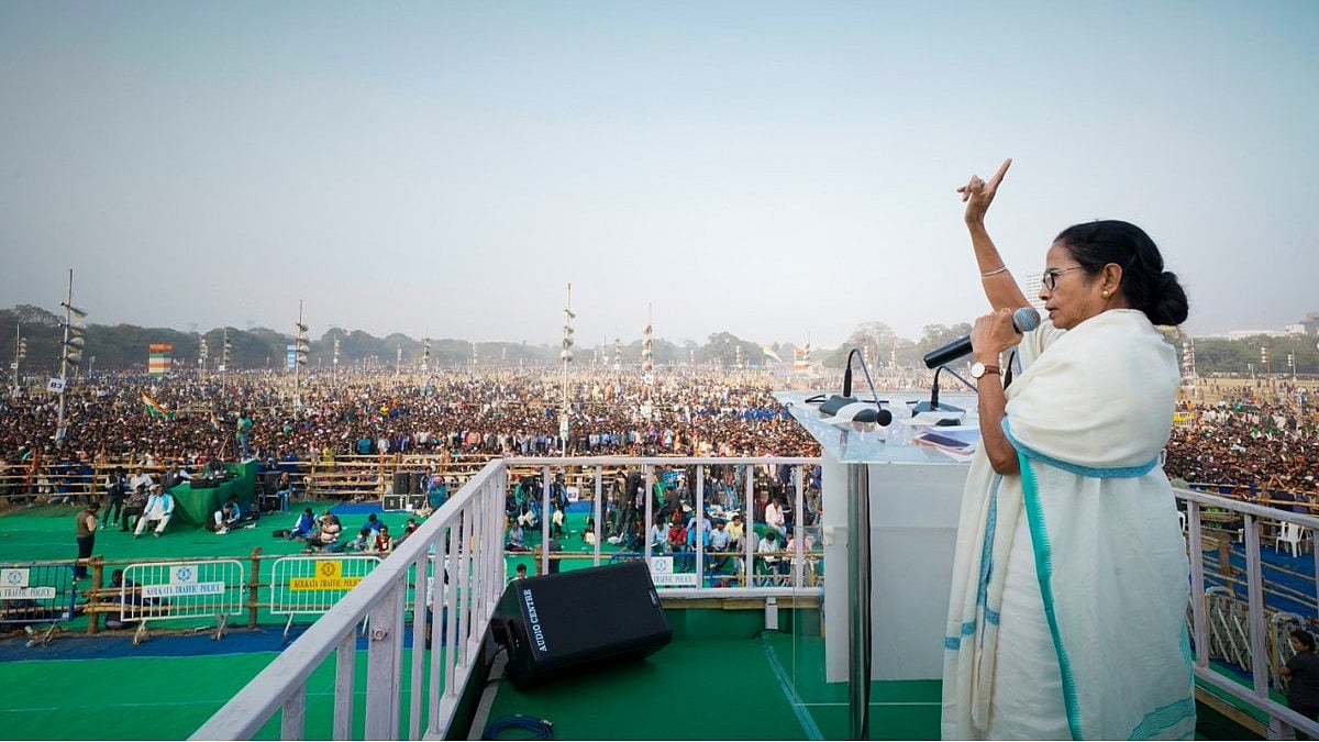 West Bengal Chief Minister Mamata Banerjee at United India Rally. 
