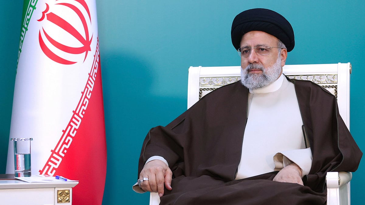 <div class="paragraphs"><p>In this photo released by the Iranian Presidency Office, President Ebrahim Raisi attends a meeting with his Azeri counterpart Ilham Aliyev during the inauguration ceremony of dam of Qiz Qalasi, or Castel of Girl in Azeri, at the border of Iran and Azerbaijan.</p></div>