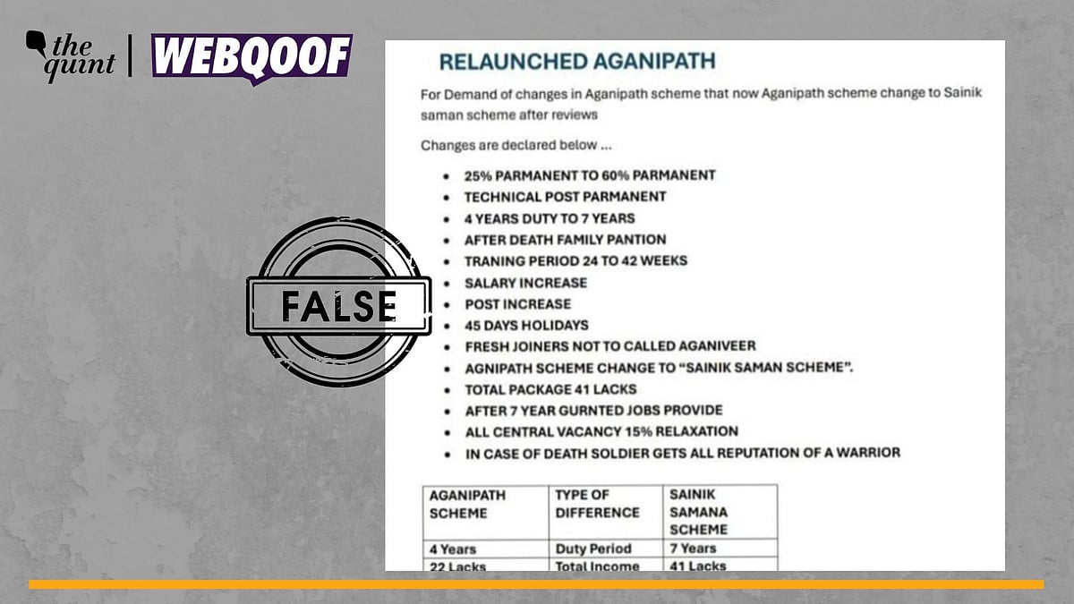 <div class="paragraphs"><p>Fact-Check | The viral image is fake and no such changes in the Agnipath scheme has been introduced.</p></div>