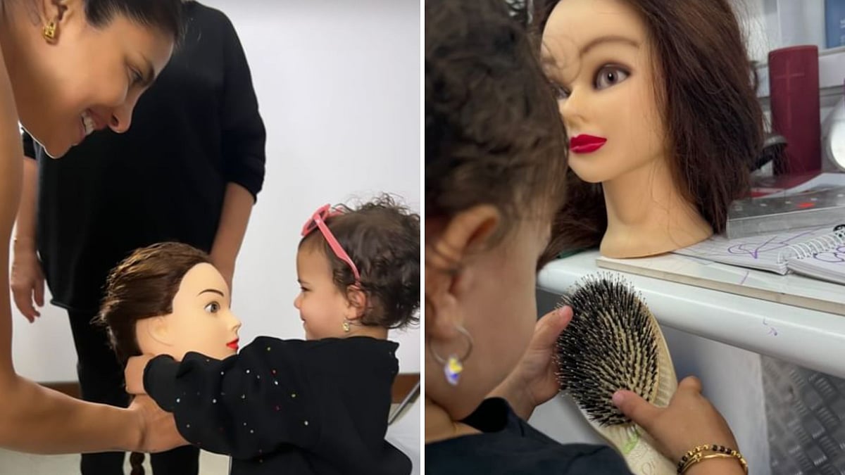 <div class="paragraphs"><p>Priyanka Chopra shares pics of Malti Marie playing with a mannequin on set.</p></div>