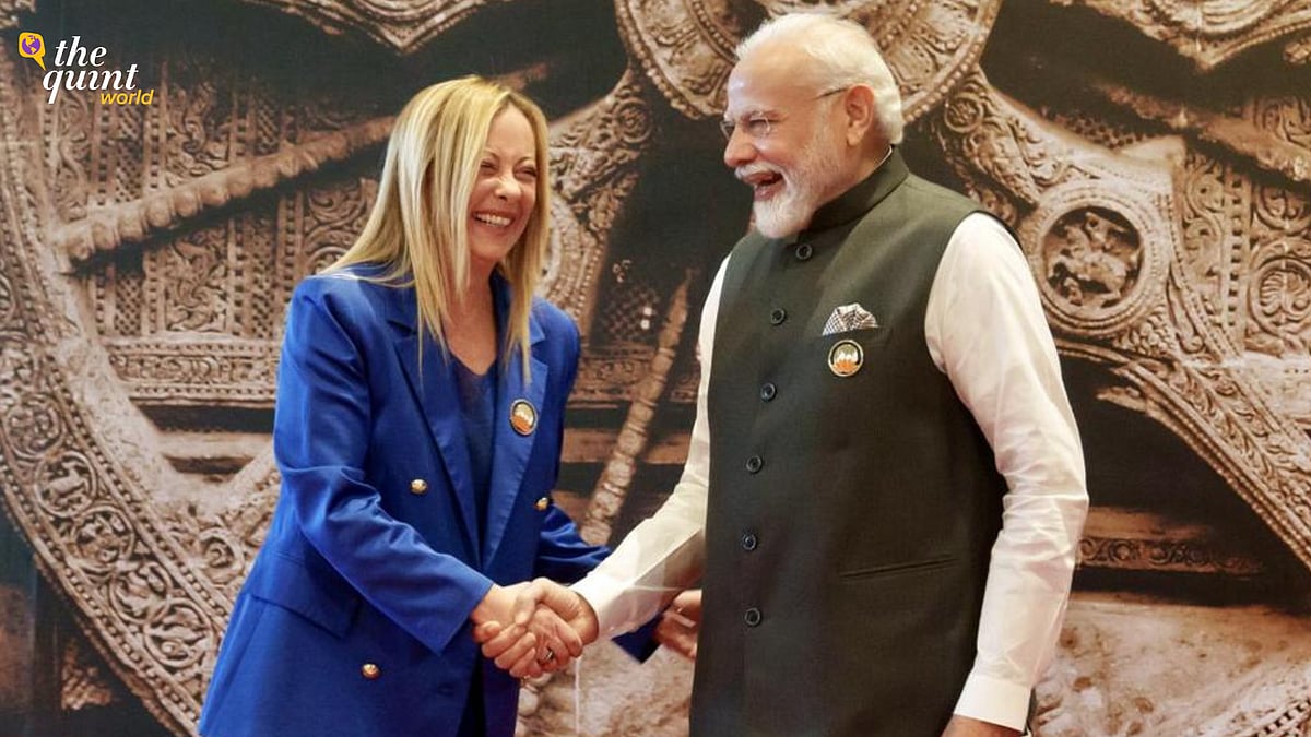 <div class="paragraphs"><p>Prime Minister Narendra Modi greeting his Italian counterpart Giorgia Meloni during the G20 Summit in New Delhi on 9 September 2023. </p></div>