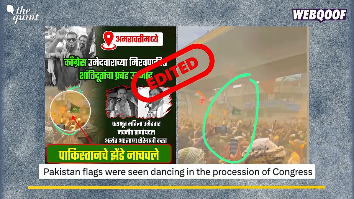 <div class="paragraphs"><p>Fact-Check: The visual is edited. No Pakistan flag was raised at Congress's rally.</p></div>