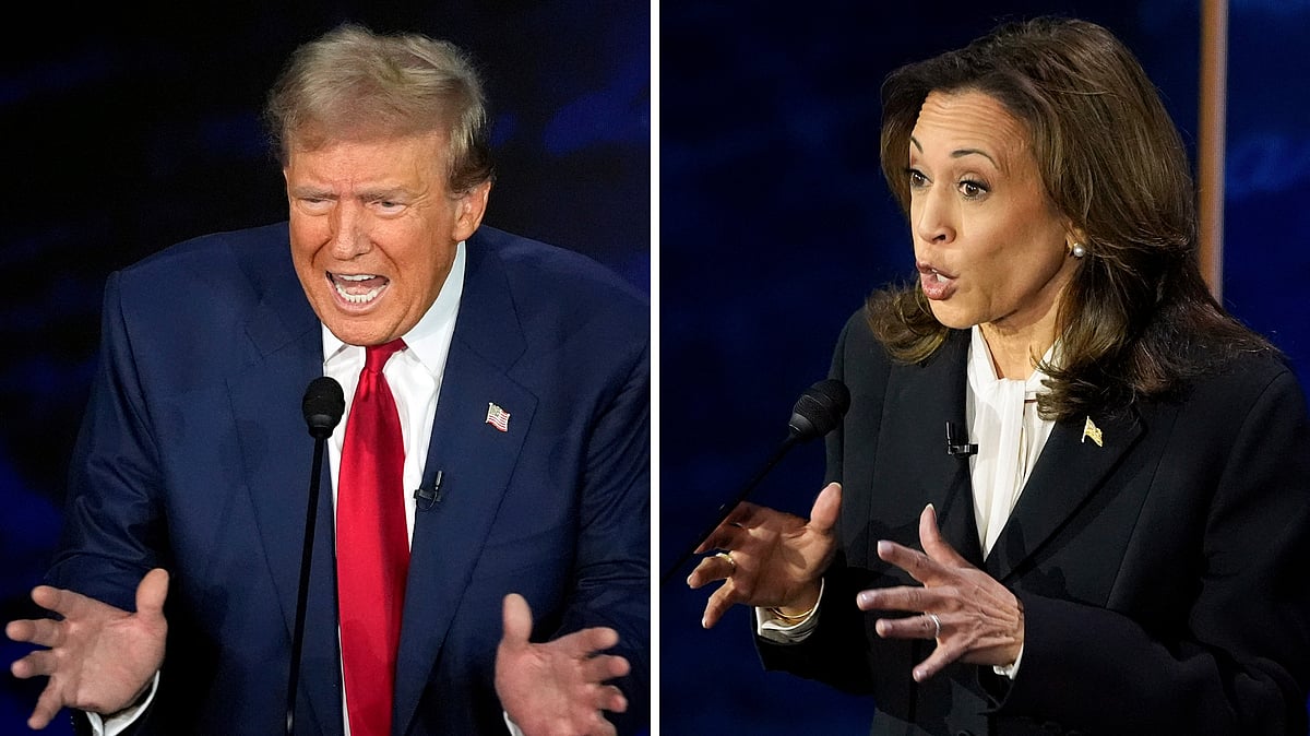 <div class="paragraphs"><p>Donald Trump and Kamala Harris during the presidential debate on Wednesday, 11 September. </p></div>
