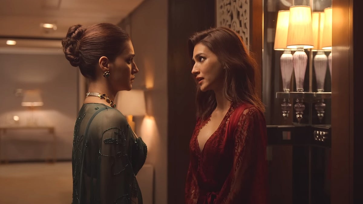 <div class="paragraphs"><p>Kriti Sanon as Saumya and Shailee in a still from<em> Do Patti.</em></p></div>