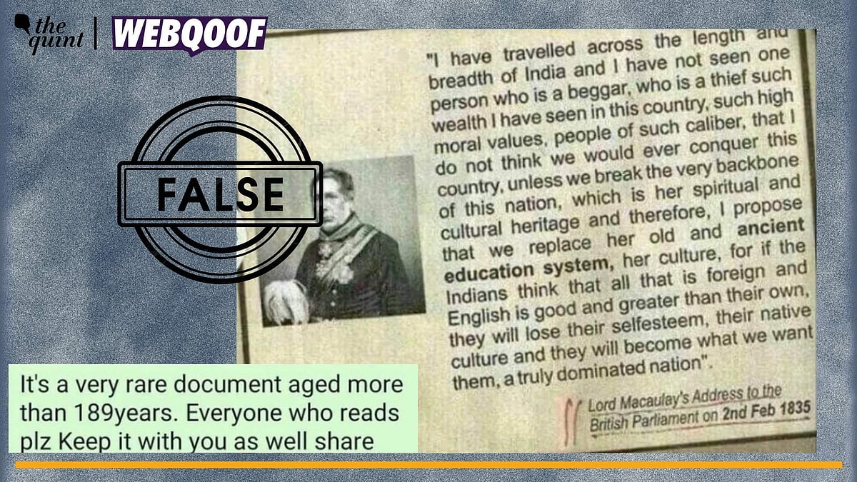 <div class="paragraphs"><p>Fact-Check | The statement was not made by Thomas Babington Macaulay.</p></div>