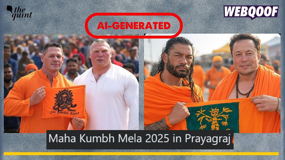 <div class="paragraphs"><p>Fact-check: AI-generated images of Elon Musk and professional wrestlers John Cena, Roman Reigns, Brock Lesnar at Maha Kumbh Mela 2025 are going viral as real.</p></div>