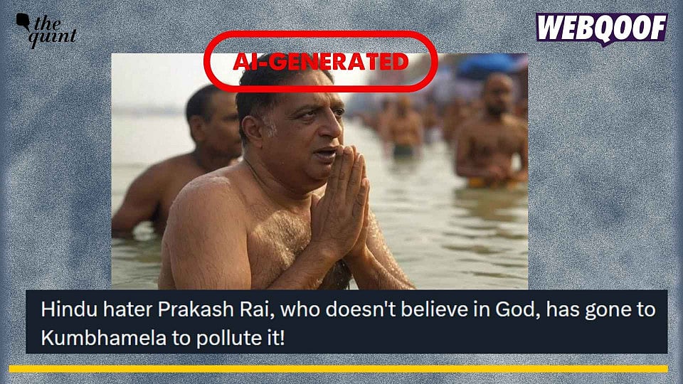 <div class="paragraphs"><p>Fact-check: An AI-image of Prakash Raj taking a dip in a river in being shared to claim that he recently visited Maha Kumbh mela in Prayagraj.</p></div>
