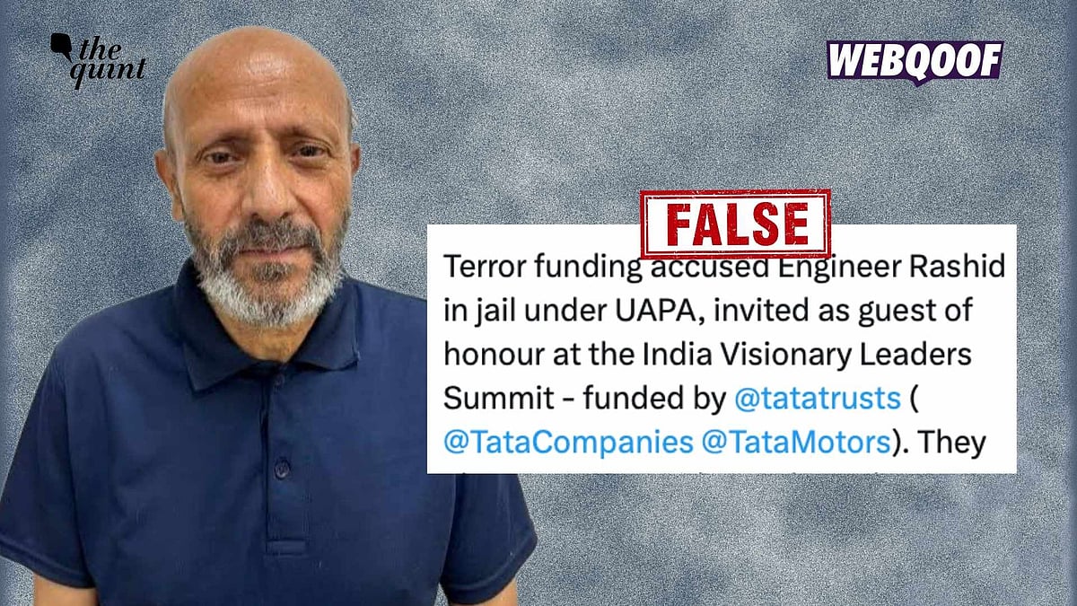 <div class="paragraphs"><p>Social media users have shared posts which falsely claim that J&K MP Engineer Rashid is set to be honoured with an award at an event funded by Tata Trusts.</p></div>