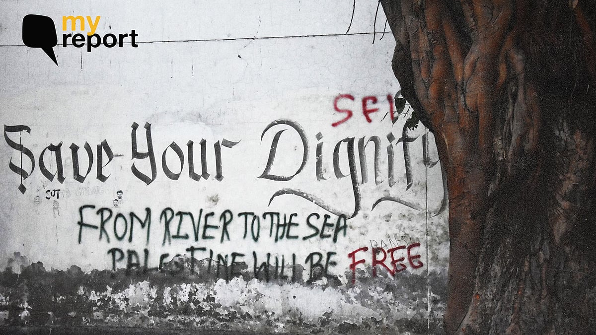 <div class="paragraphs"><p>Palestine's freedom struggle finds a voice at a wall in Jamia.</p><p></p></div>