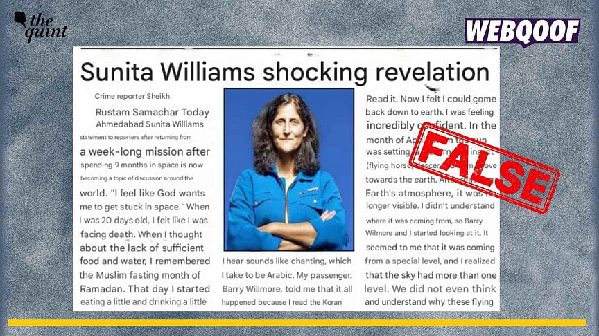 <div class="paragraphs"><p>A fake BBC report is going viral to claim that Sunita Williams took Quran to space with her.</p></div>
