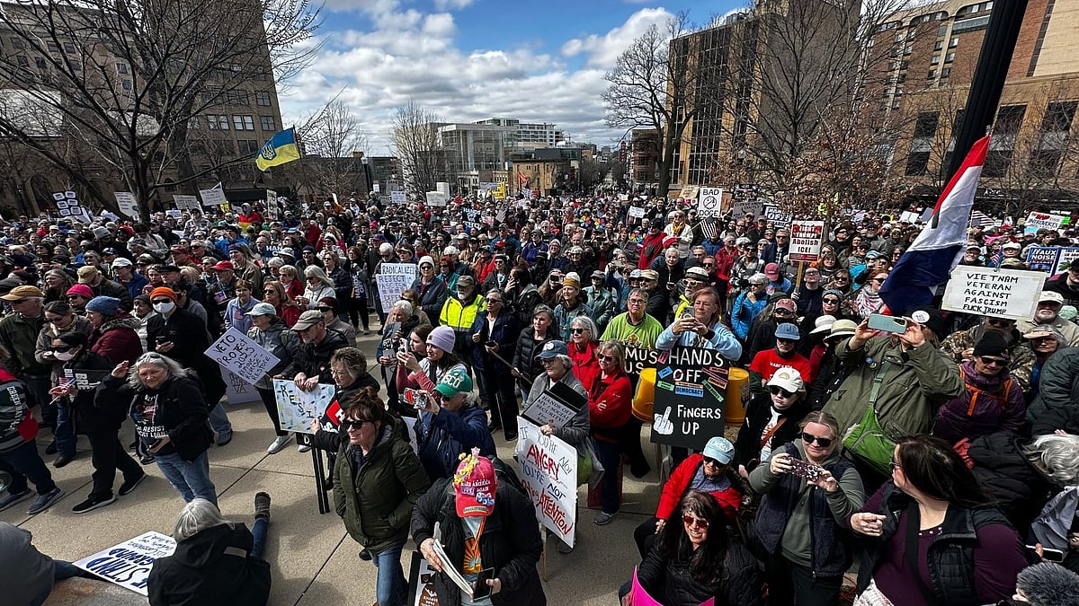 <div class="paragraphs"><p>Demonstrations against US President Donald Trump and billionaire-turned-politician Elon Musk erupted country-wide in what was dubbed as 'Hands Off!' protests—with thousands of Indian Americans joining in.</p></div>