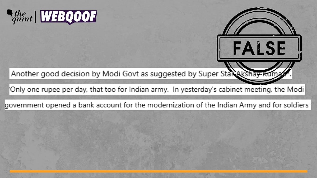<div class="paragraphs"><p>Fact-Check | The claim of Akshay Kumar suggesting donations for modernisation of the Indian Army is false.</p></div>