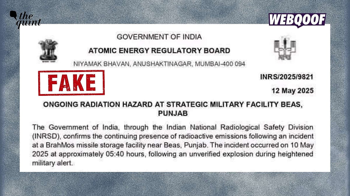 <div class="paragraphs"><p>A fake letter has gone viral with the false claim that the Indian government issued a letter about an 'ongoing radiation hazard' near a BrahMos missile facility in Beas, Punjab.</p></div>