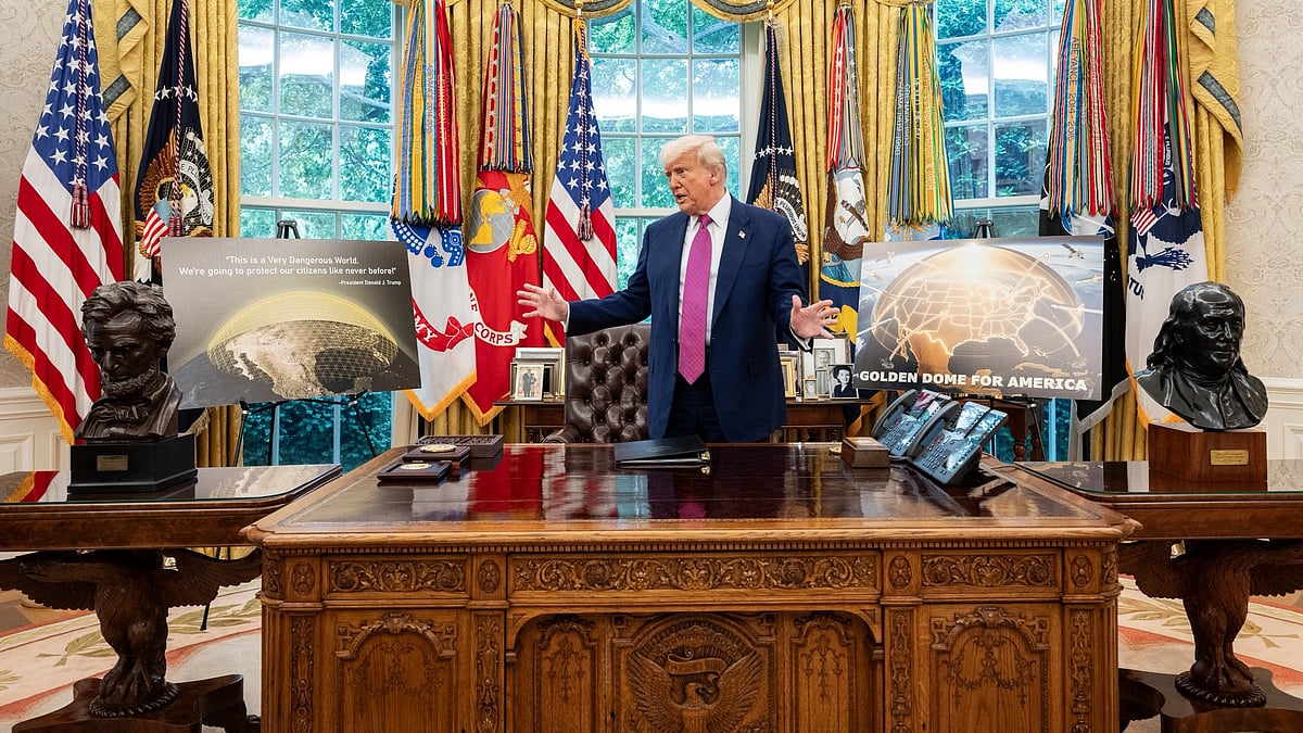 <div class="paragraphs"><p>US President Donald Trump announcing plans to build the Golden Dome defence system on Tuesday, 20 May.</p></div>