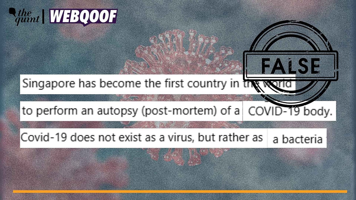 <div class="paragraphs"><p>Fact-Check | The claim of Singapore performing an autopsy of a COVID-19 infected body is false.</p></div>