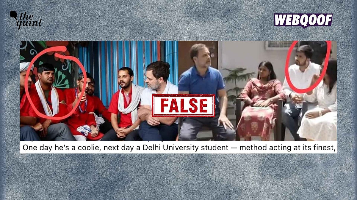 <div class="paragraphs"><p>A set of photos showing Congress leader Rahul Gandhi has gone viral with the false claim that it shows the same man, a hired actor, in two different settings discussing different issues.</p></div>