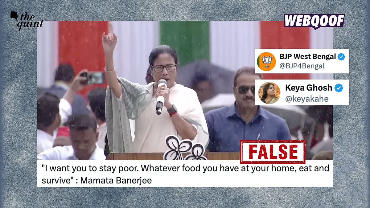 <div class="paragraphs"><p>BJP West Bengal shared a clipped video of Chief Minister Mamata Banerjee to falsely claim that she said she wanted the people of the state to remain poor.</p></div>