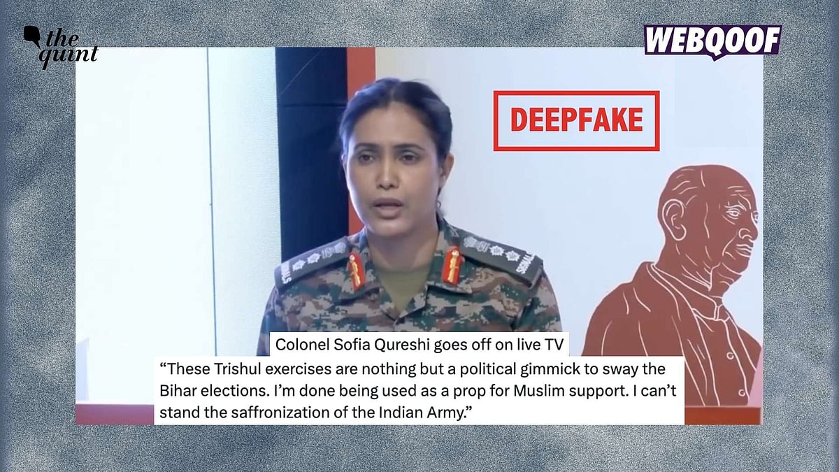 <div class="paragraphs"><p>A deepfake of the Indian Army's Colonel Sofia Qureshi calling Trishul exercises a 'political gimmick' before Bihar elections is being shared as an authentic video of such a statement.</p></div>
