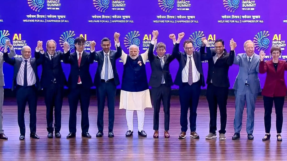 <div class="paragraphs"><p>PM Modi Unveils MANAV Vision, Stresses AI Democratisation at Summit</p></div>