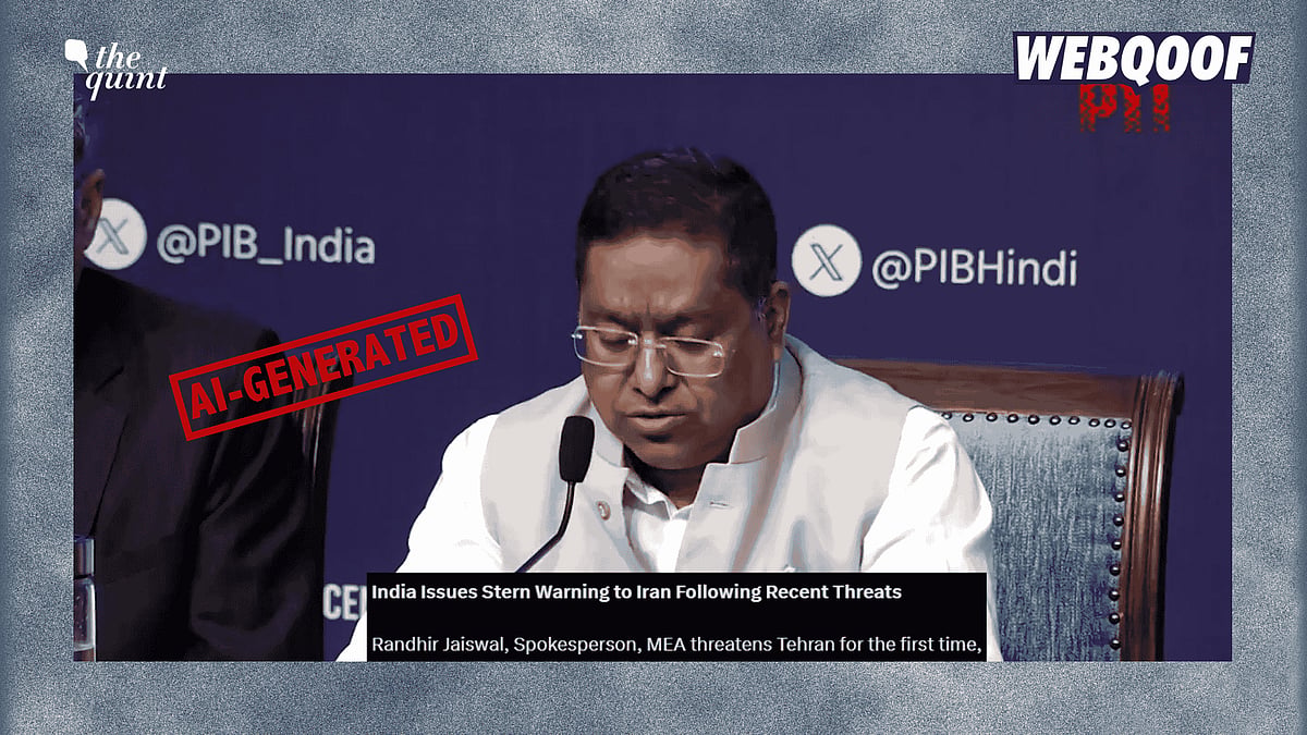 <div class="paragraphs"><p>A video is being shared on social media claiming to show an MEA spokesperson threatening Iran.&nbsp;&nbsp;</p></div>