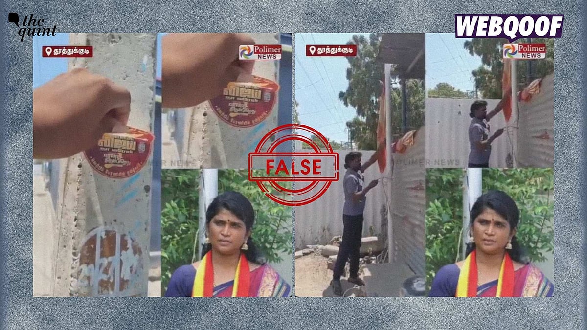 <div class="paragraphs"><p> A video has been going viral, falsely claiming to show Hindus in Tamil Nadu 'waking up' after the “Sanatan eradication” pledge made in the state assembly by tearing down the posters and flags of Tamilaga Vettri Kazhagam.&nbsp;</p></div>